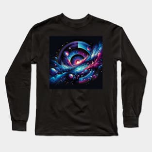 Celestial Dance: Spiral Galaxies and Cosmic Waves Long Sleeve T-Shirt